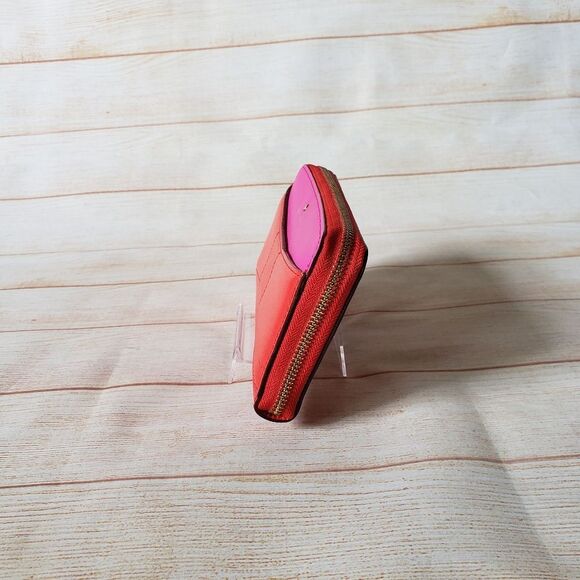 Kate Spade Leather Neda Bridge Place Zip Around Long Wallet Bow Pink Red - Picture 2 of 16